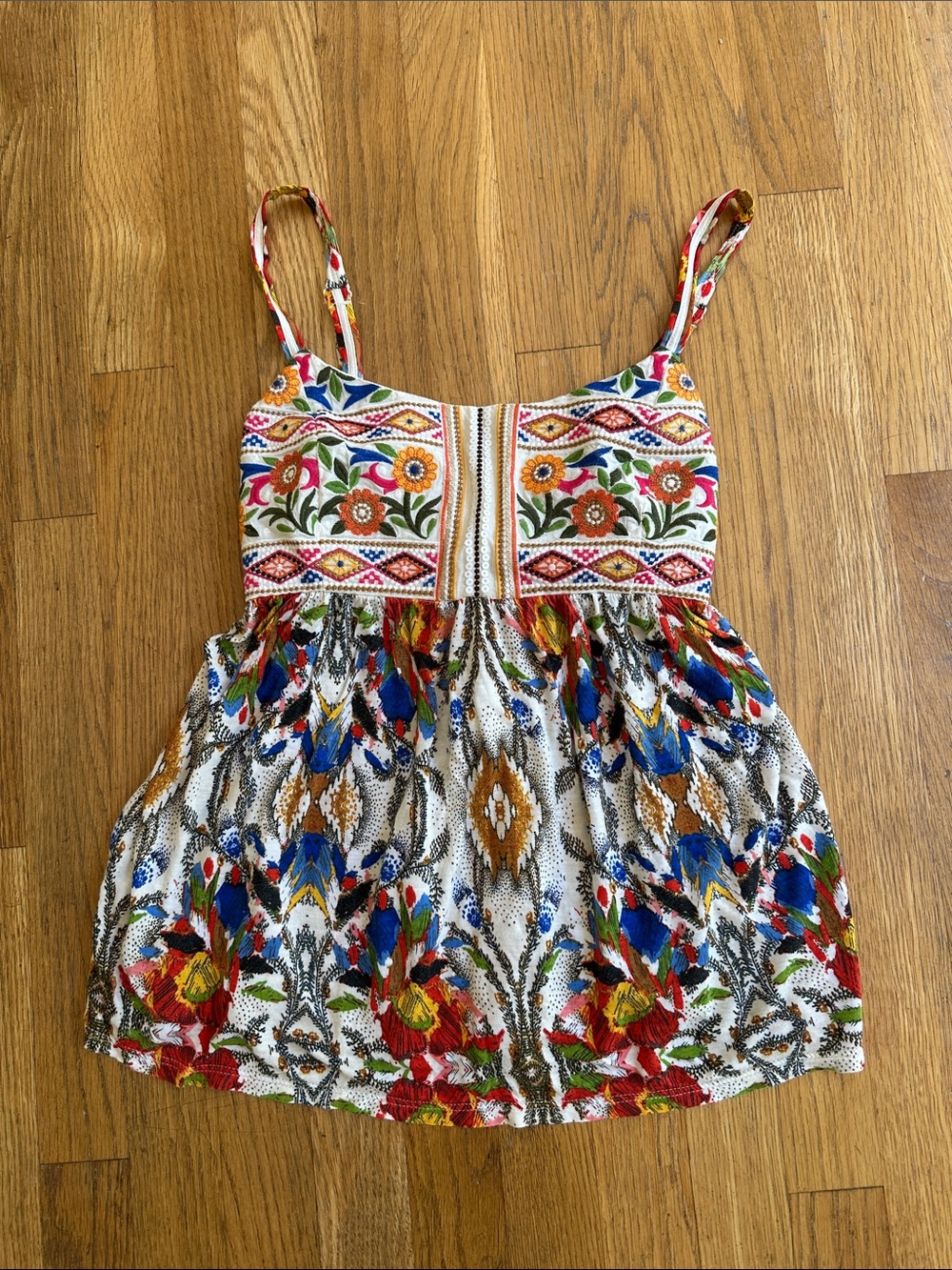 Anthropologie One September Floral Boho Babydoll Tank Top Size S